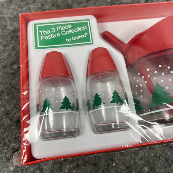 VTG Gemco 3 pc Festive Collection Salt & Pepper Shakers Sugar Pot Christmas NEW - Picture 2 of 8